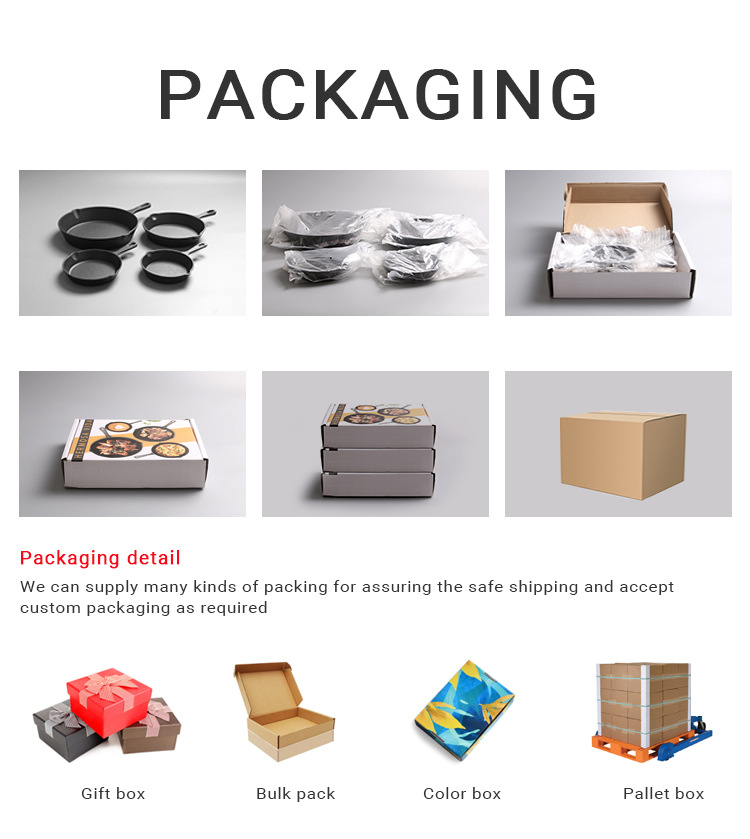 Gift, color, bulk and pallet packaging references for cast iron cookware