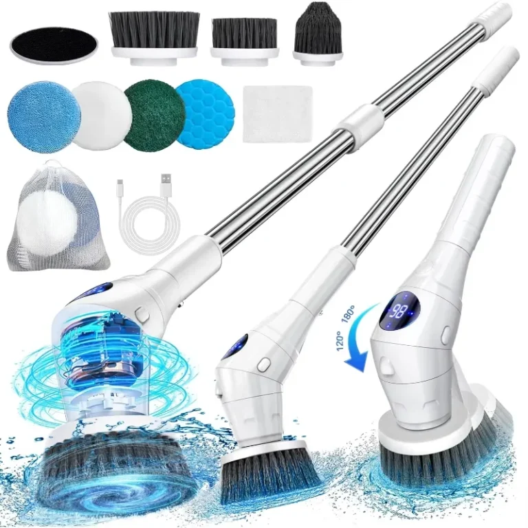 WC-CB002 LCD long-handle electric cleaning brush with interchangeable heads