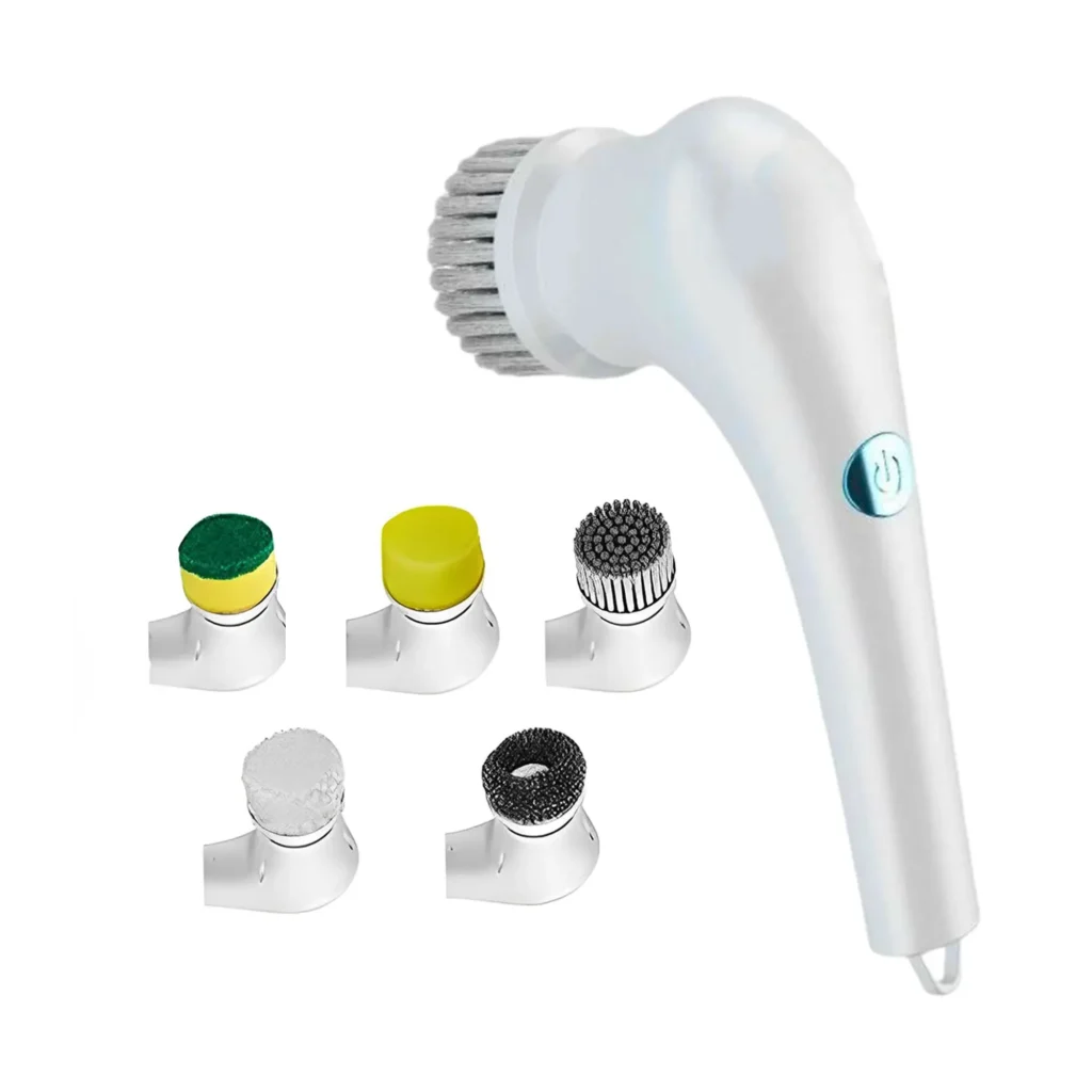 WC-CB001 5-in-1 cordless electric spin scrubber with interchangeable cleaning heads