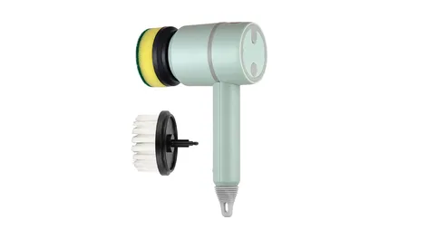 Compact 1200 mAh electric cleaning brush with interchangeable heads