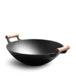 36 cm Cast Iron Wok, Wooden Handles | WC-CI522