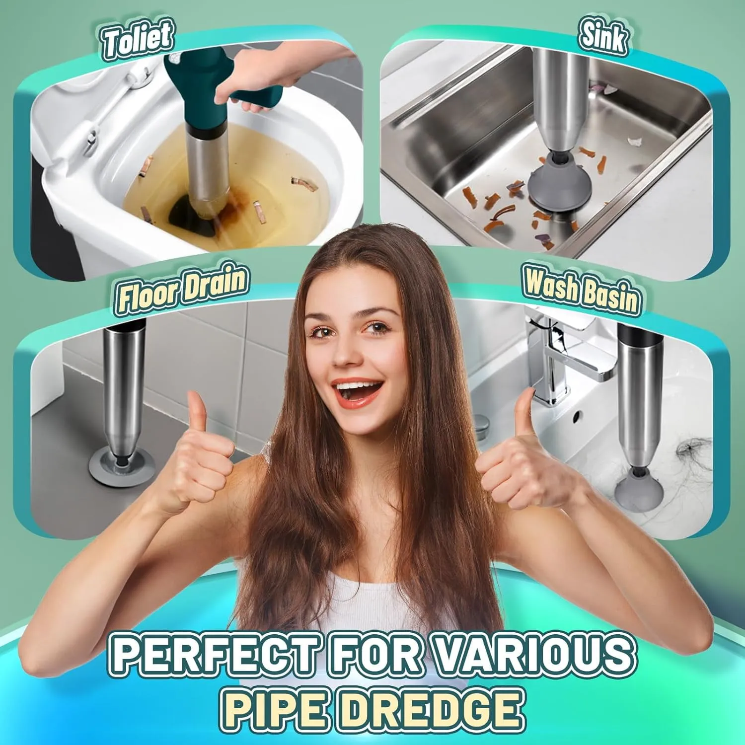 Manual drain cleaner applications for toilet sink floor drain and basin