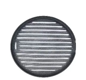 Z-057 round plate with parallel raised bars and elongated openings