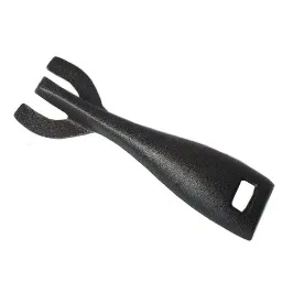 Z-094 cast iron fork tool with three broad curved prongs and rectangular opening in the handle
