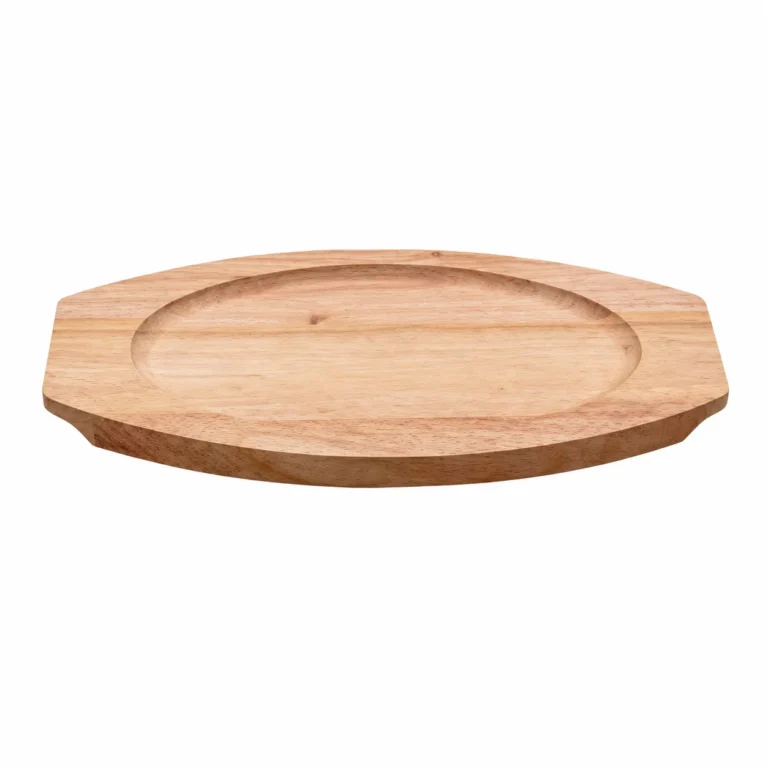 Z-099 wooden cookware serving board with oval recess and extended ends
