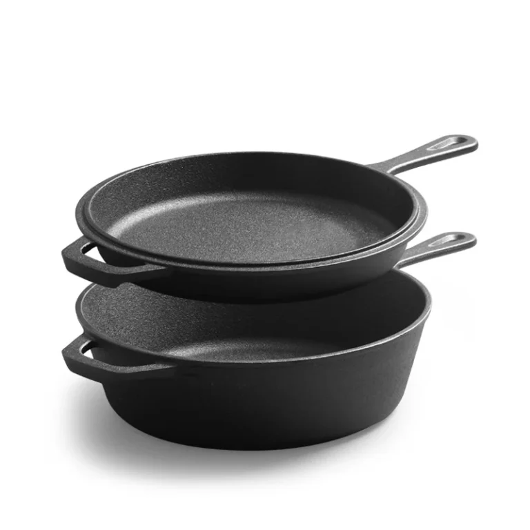 10-inch cast iron combo cooker with deep pot and shallow skillet lid
