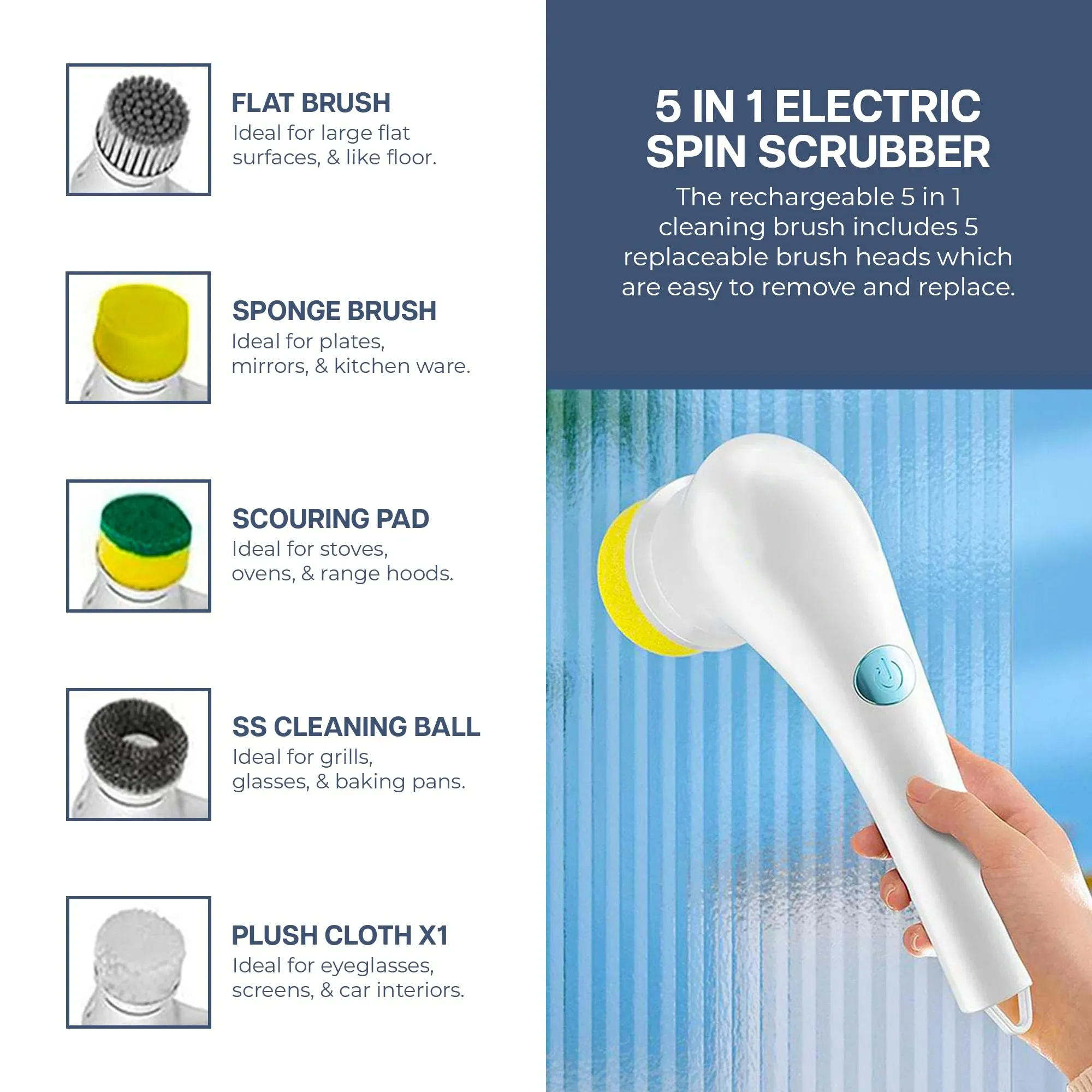 WC-CB001 five-in-one electric spin scrubber accessories