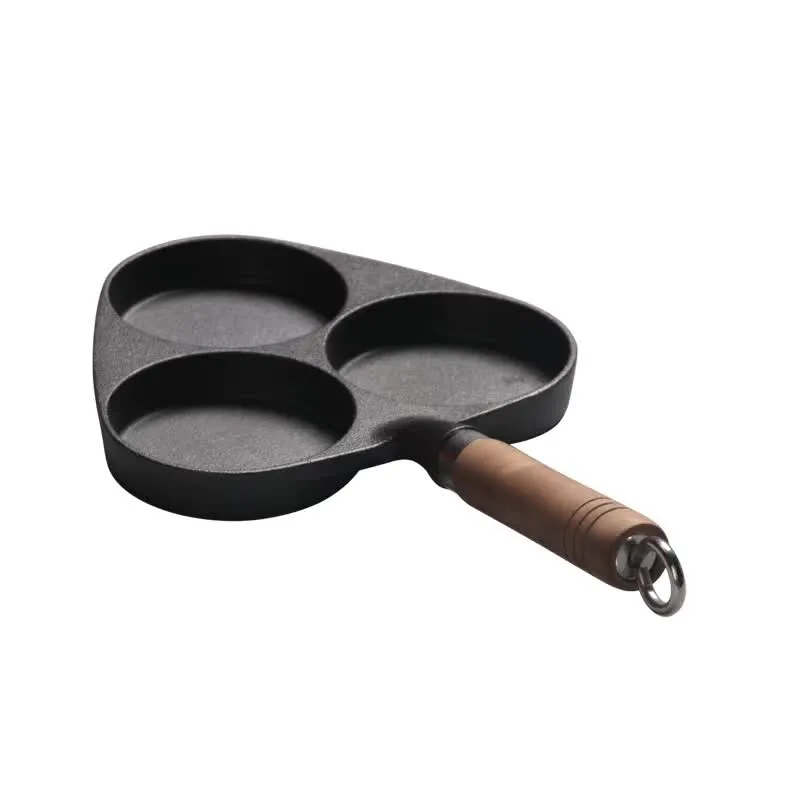 Three-section cast iron frying pan product view