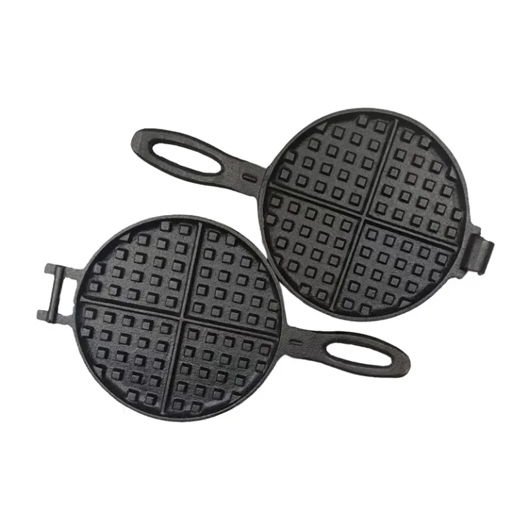 WC-CI501 open cast iron waffle maker with hinged square-grid plates