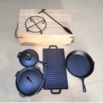 Cast Iron Camping Set with Wooden Box | WC-CI505