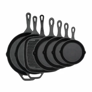 WC-CI510 cast iron skillet and grill pan assortment in multiple sizes