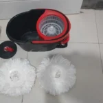 WC-MOP001 Compact Red and Black Spin Mop Bucket Set | OEM