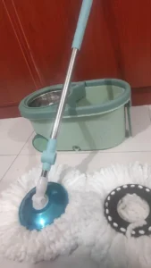 WC-MOP002 mint green spin mop bucket set with microfiber head