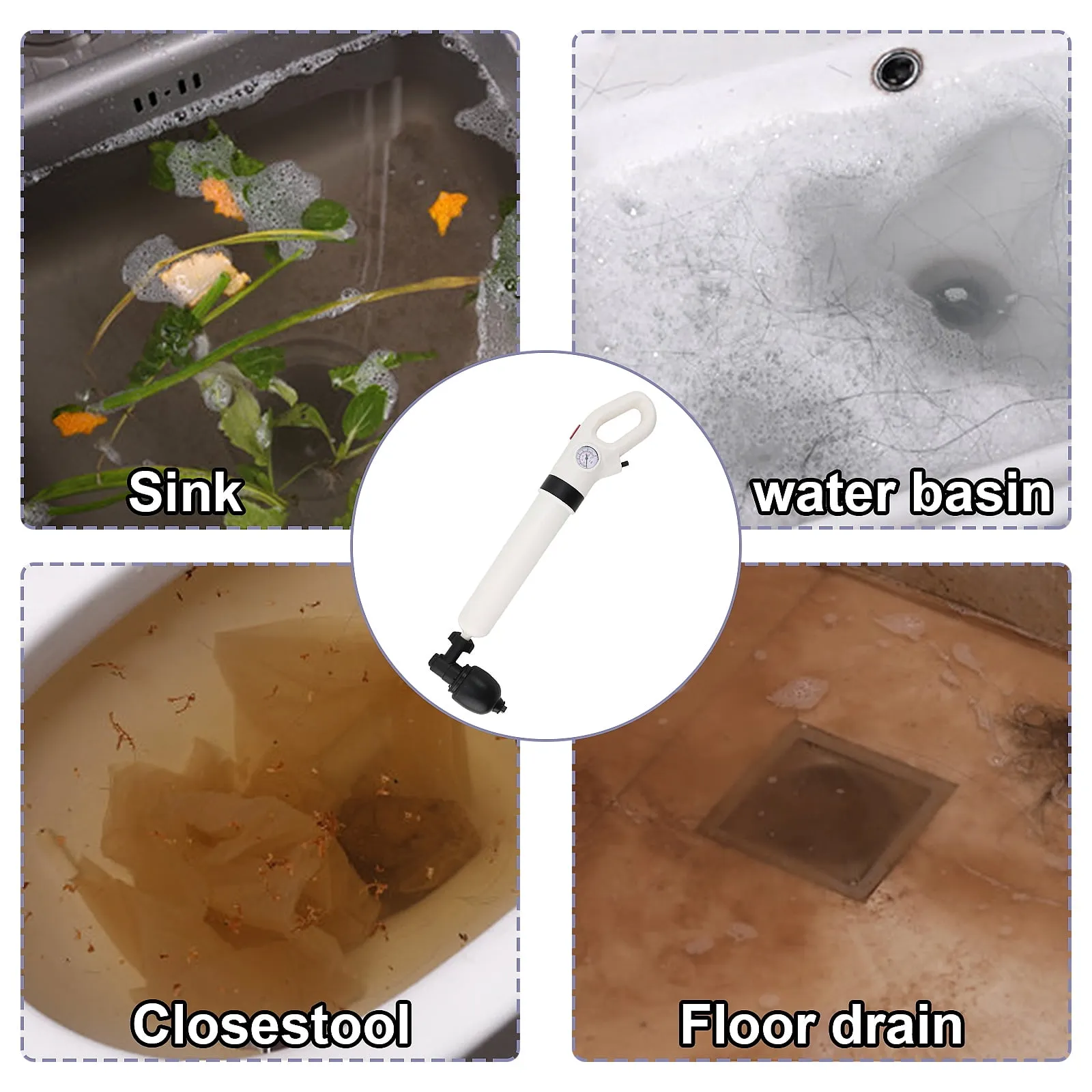 WC-P002 drain cleaner application examples