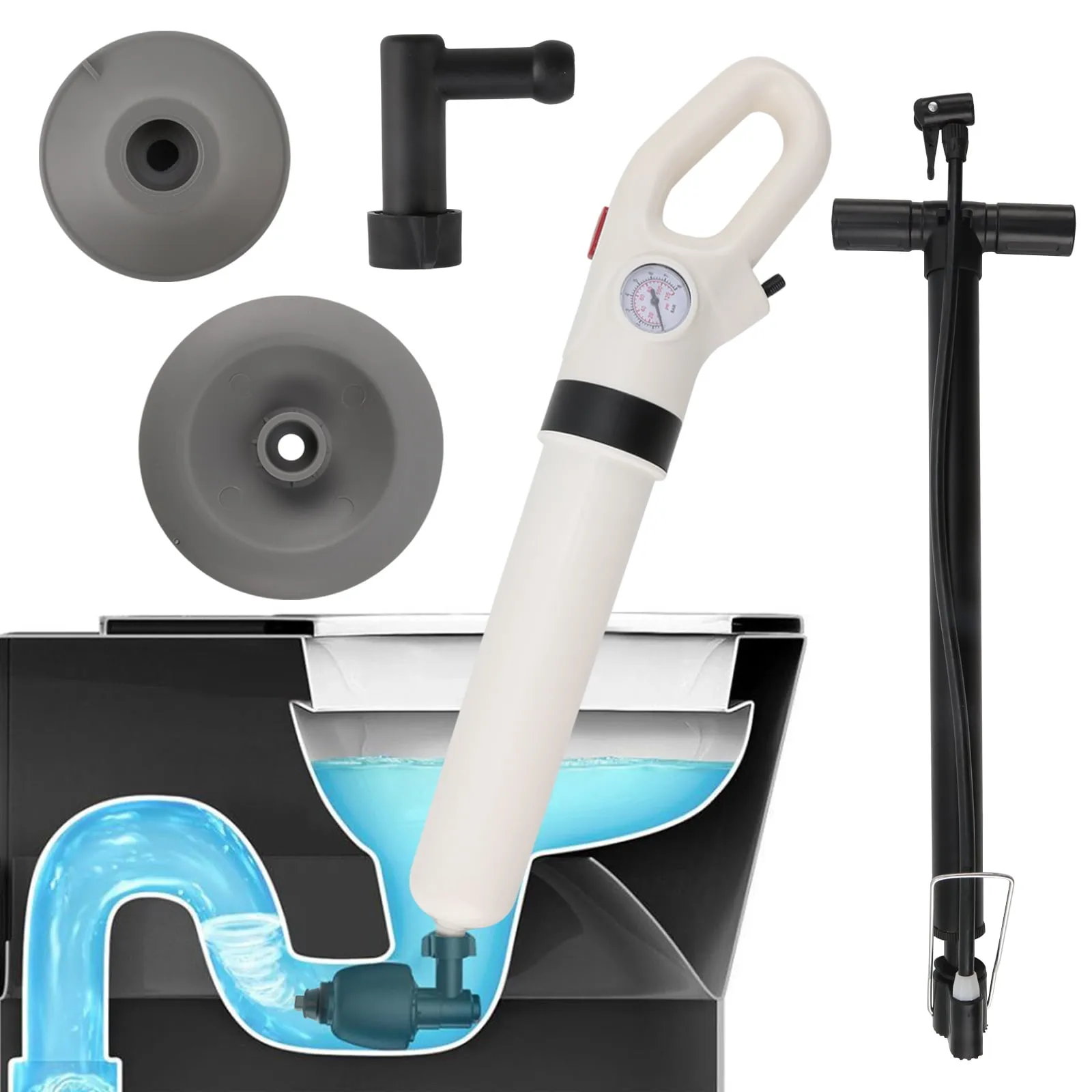 WC-P002 drain cleaner and adapter set