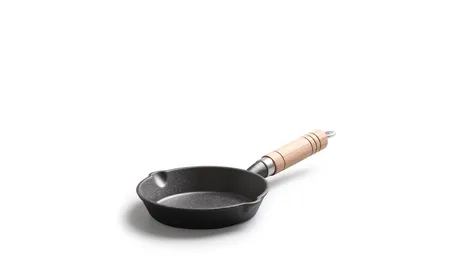 Sartén de hierro fundido con mango de madera Z-002